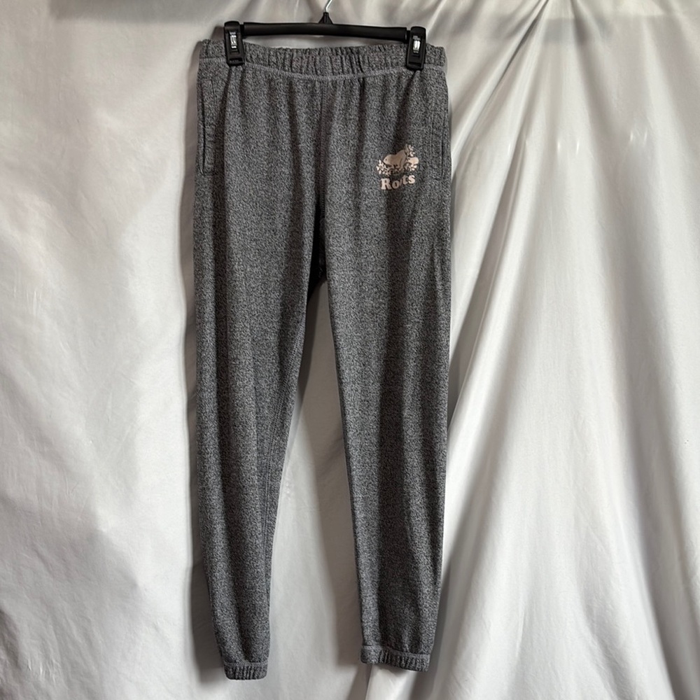 Roots Gray Track Pants Soft Knit Straight Leg XS133
